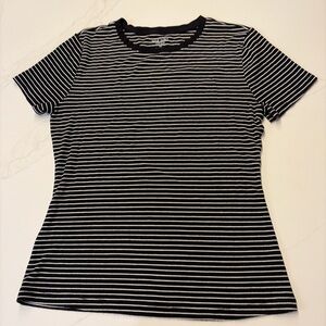 Nine West Black and White Striped Tee